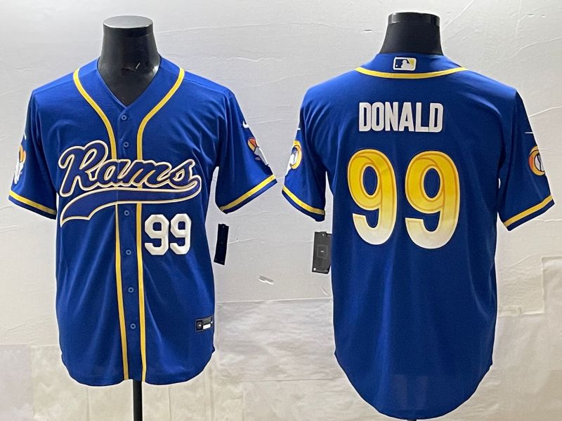 Men 2025 Los Angeles Rams 99 Donald Blue Second generation joint name Nike Limited NFL Jersey style 06
